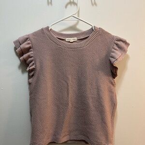 Moa Moa Pink Textured Ruffle Sleeve Top